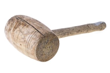 Beyaz bir arka plan üzerinde eski çekici. Götürü çekiç.