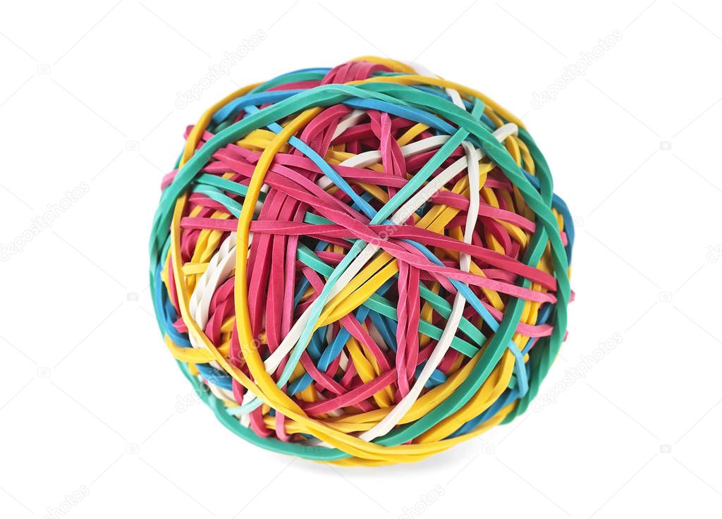 Rubber bands for money on a white background. Colorful rubber ba