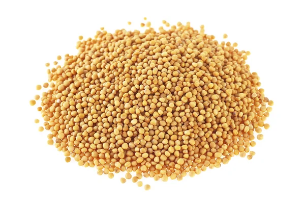 Yellow mustard seeds isolated on white background — Stock Photo, Image