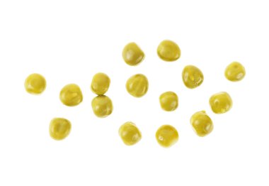 Beyaz bir arka plan, üstten görünüm üzerinde marine edilmiş yeşil bezelye