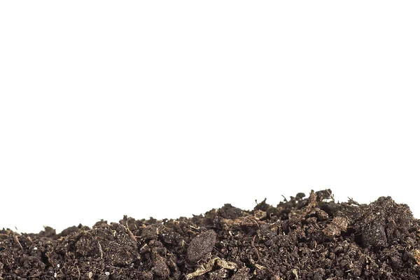 토양 복사 공간 f와 흰색 배경에 고립의 더미 더미 — 스톡 사진