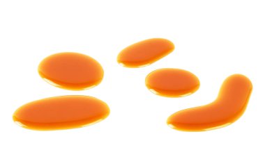 Beyaz zemin üzerine Karamel Sos noktalar kümesi