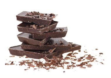 Kırık çikolata, beyaz arka plan