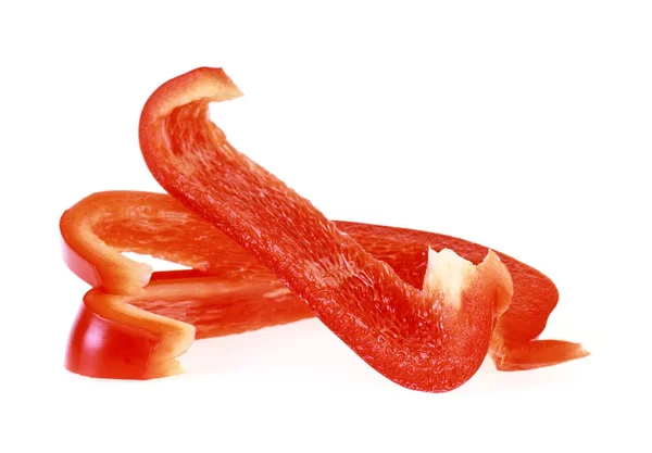Bel merah manis irisan lada diisolasi pada latar belakang putih — Stok Foto