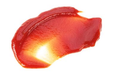 Beyaz arka plan üzerinde sıçrama izole domates ketçap. Domates püresi