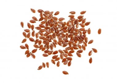 Linseeds beyaz arka planda, üstten görünüm