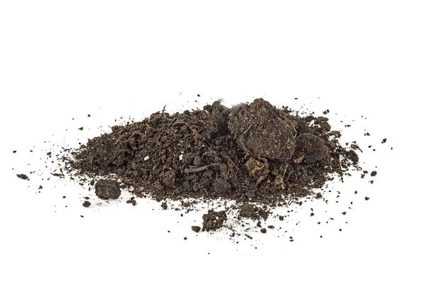 Pile dirt of soil land on a white background — Stock Photo, Image