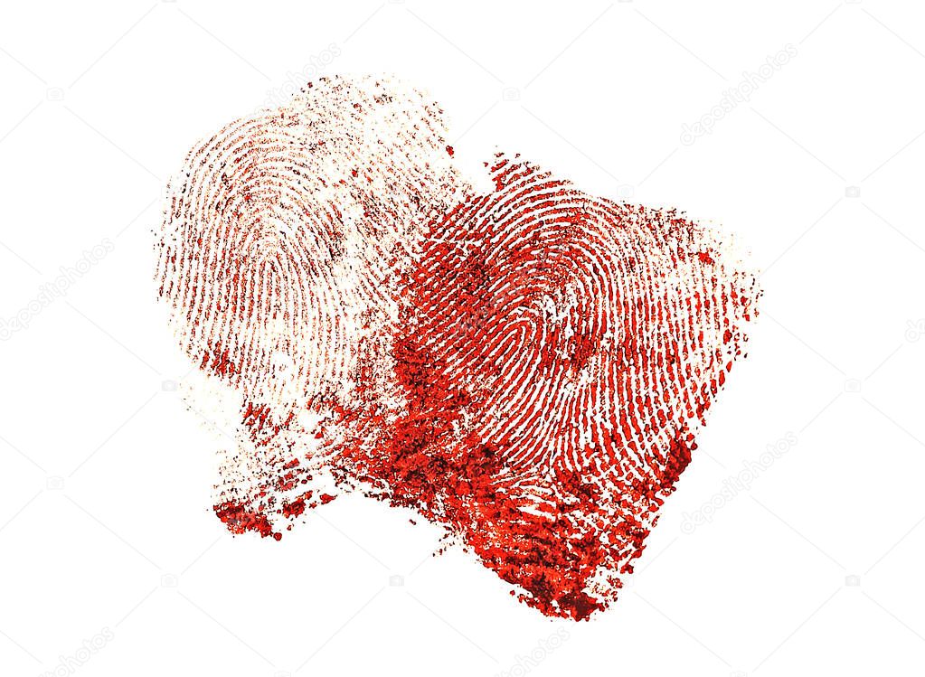 Two red fingerprints on a white background