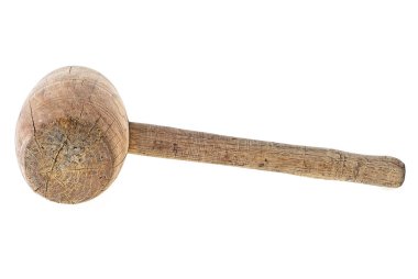 Beyaz bir arka plan üzerinde izole klasik ahşap çekiç