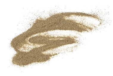 Beyaz bir arka plan üzerinde izole toz biber yığını. Üstten Görünüm.