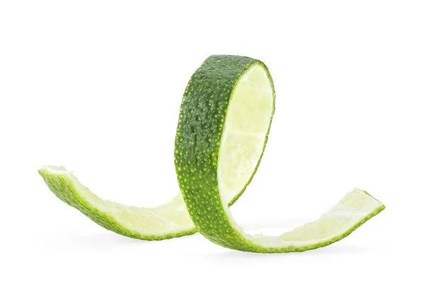 Lime gyümölcs héja izolált fehér alapon. Hárs csavar. Sarka Zoltán — Stock Fotó