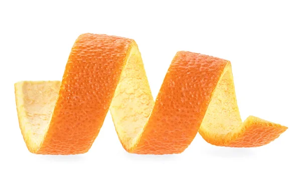 Cáscara de naranja jugosa fresca aislada sobre un fondo blanco. Piel —  Fotos de Stock