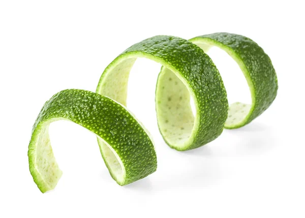 Fresh lime peel isolated on a white background. Lime skin. — Stock Photo, Image