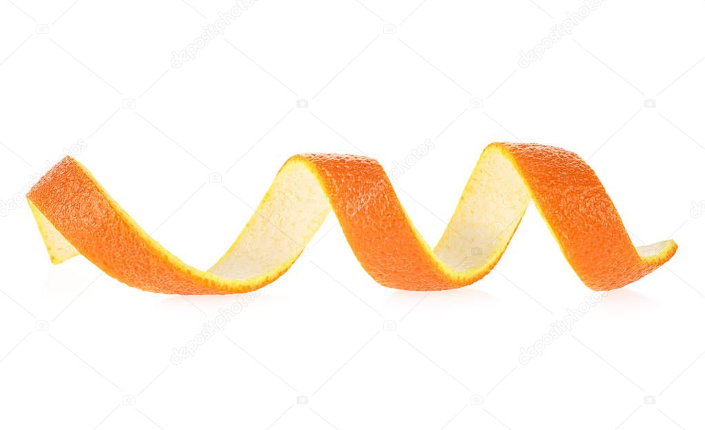 Peel of fresh orange fruit isolated on a white background