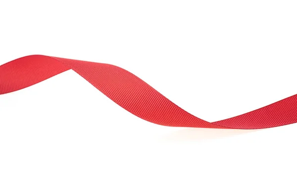 Close up of a red ribbon isolated on a white background — Stock Photo, Image