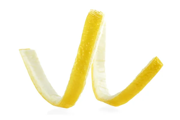 Citronskal eller citron twist på vit bakgrund — Stockfoto