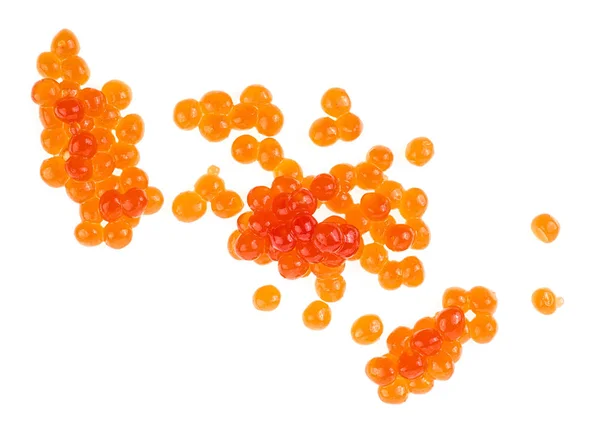 Caviar rojo aislado sobre fondo blanco, vista superior . — Foto de Stock