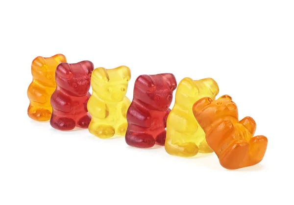 Coloridos osos osos de gelatina aislados sobre un fondo blanco. Osos de goma — Foto de Stock