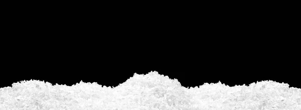 Pile of fluffy white snow isolated on pure black background — Stock Photo, Image