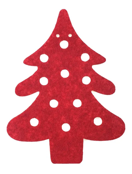 Felt Christmas tree isolated on a white background. Red color. F — Stock Photo, Image