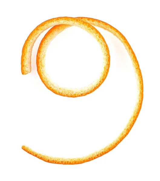 Cáscara de una sola naranja sobre un fondo blanco, vista superior . —  Fotos de Stock