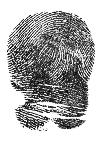 Impressão digital de tinta preta isolada num fundo branco. Aleta da polícia — Fotografia de Stock
