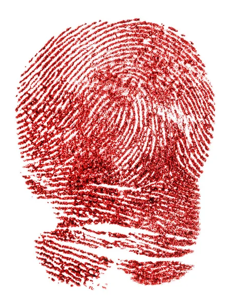 白い紙に赤い指紋。血だらけの指紋. — ストック写真