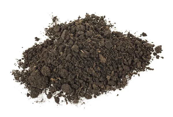 Heap of soil humus isolated on a white background. Ground on a w — 스톡 사진