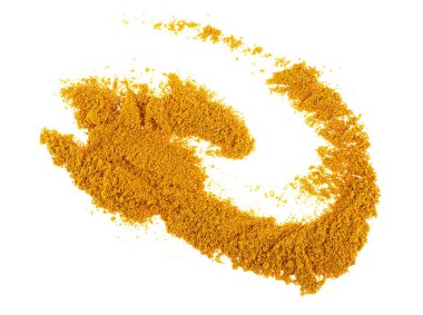 Turmeric powder isolated on white background, top view. Curcuma. clipart