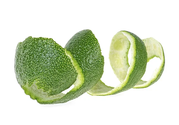 Peel of fresh ripe lime on white background — Stock Photo, Image