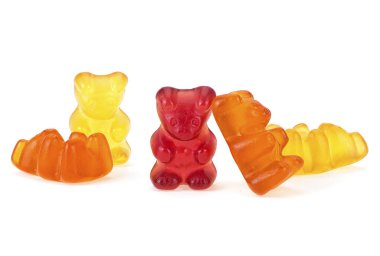 Multicolored jelly bears candy isolated on a white background. J clipart