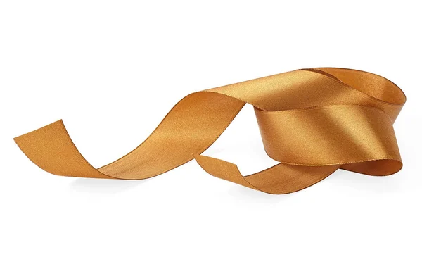 Shiny satin ribbon in brown color isolated on white background — Stock Photo, Image