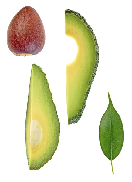 Gesundes Ernährungskonzept - Avocadoscheiben mit grünem Blatt und Knochen — Stockfoto