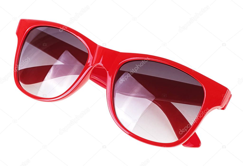 Sunglasses eyewear isolated on a white background. Red sun glass