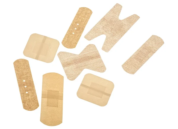 Set Adhesive Plasters Isolated White Background Collection Plasters — Stock Photo, Image