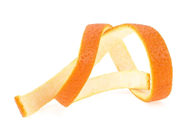 Agrumes Peau Orange Fraîche Isolée Sur Fond Blanc Vue Face — Photo