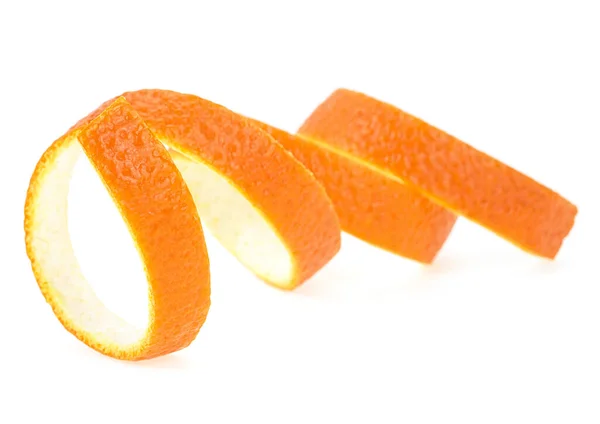 Spiral Orange Peel Isolated White Background Selective Focus — Stock Photo, Image