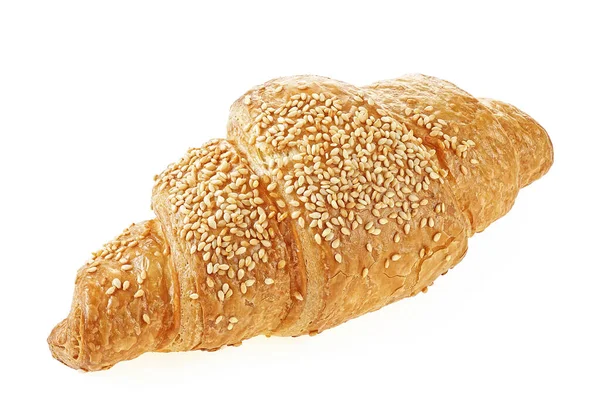 Friss Croissant Izolált Fehér Alapon Finom Croissant — Stock Fotó