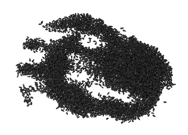 Μαύροι Σπόροι Κύμινου Απομονωμένοι Λευκό Φόντο Πάνω Όψη Σπόροι Καλότζι — Φωτογραφία Αρχείου