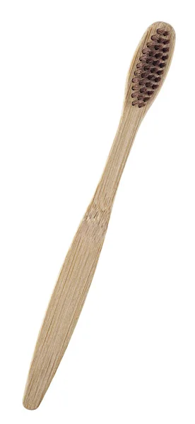 Bamboe Tandenborstel Een Witte Achtergrond Bovenaanzicht Milieuvriendelijke Bamboe Tandenborstel — Stockfoto