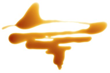 Soya sosu birikintisi beyaz arka planda izole, üst manzara.