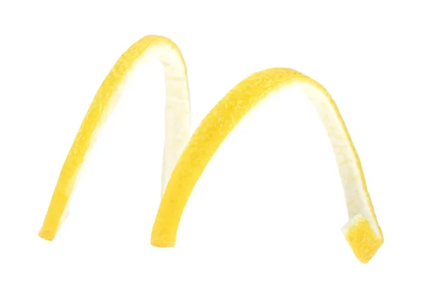 レモンの皮は白い背景に隔離されている レモンのねじれ シトロン — ストック写真
