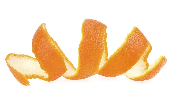 Апельсиновая Цедра Выделена Белом Фоне Апельсиновый Поворот Отрон — стоковое фото