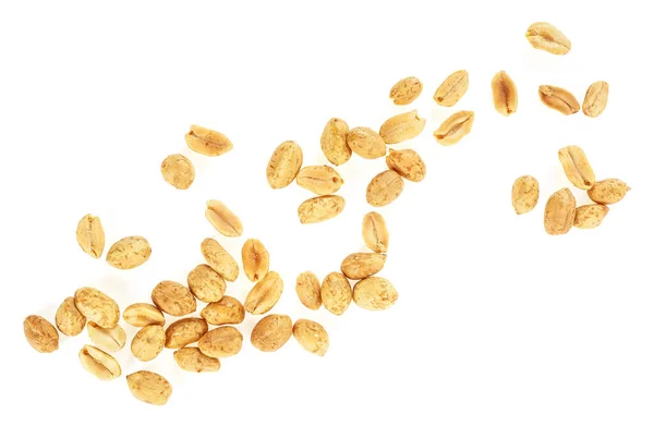 Amendoins Torrados Salgados Isolados Fundo Branco Vista Superior — Fotografia de Stock