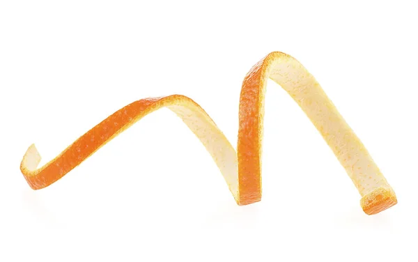 Narancs Bőr Spirális Formában Elszigetelt Fehér Alapon Narancshéj — Stock Fotó