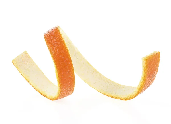 Cáscara Naranja Rizada Aislada Sobre Fondo Blanco Vista Frontal Espiral — Foto de Stock
