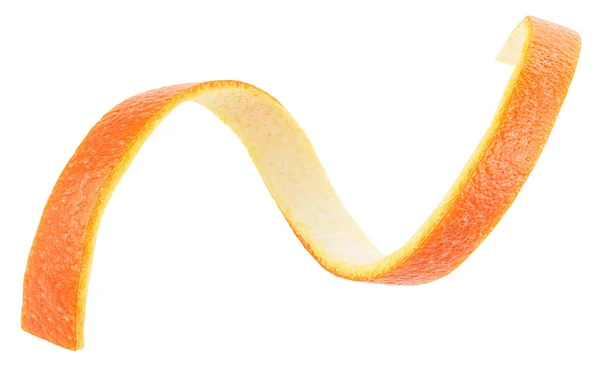 Ovanifrån Bild Orange Skal Isolerad Vit Bakgrund Orangea Spiralskal Skönhet — Stockfoto