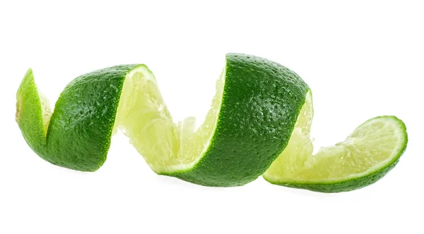 Limefrukt Isolerad Vit Bakgrund Kalk Form Spiral — Stockfoto