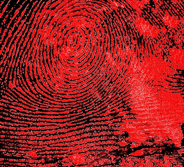 Red Fingerprint Black Paper Background — Stock Photo, Image
