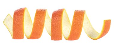 Beyaz arka planda tek portakal kabuğu. C vitamini, güzellik sağlığı cildi konsepti.